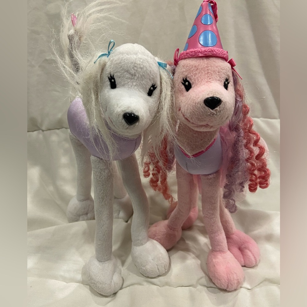 Y2K Era 2002 Barbie Posable Poodle 🐩 Dogs Pets Set of 2 White and Pink